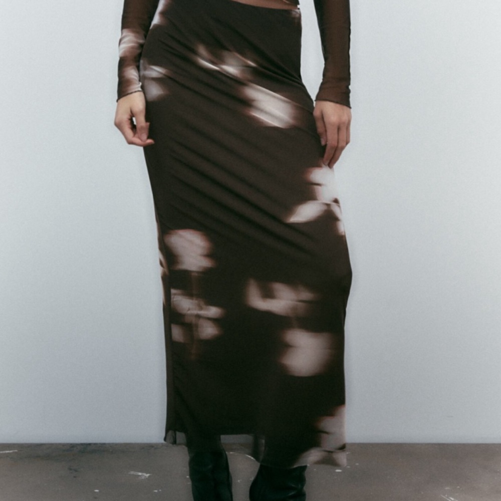 Zara PRINTED TULLE SKIRT
